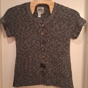 Curio By Anthropology Sweater With‎ Large Buttons Size Large Short Sleeve Green